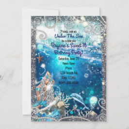 Convites Sereia Fantasia Loira Mar Enfeitiçado Doce 16