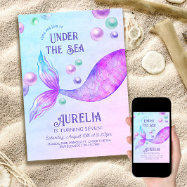 Convites Sereia Festa Qualquer Menina Idade Aniversário