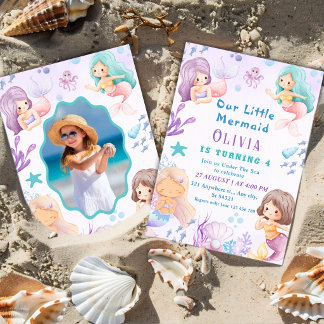 Convites Sereia Fofa | Meninas Debaixo do Mar 4º Aniversári