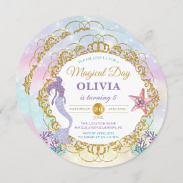 Convites Sereia Glitter Sob A Foto De Aniversário Do Mar