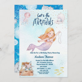 Convites Sereia Lumineira Sob Festa de aniversário Marítima