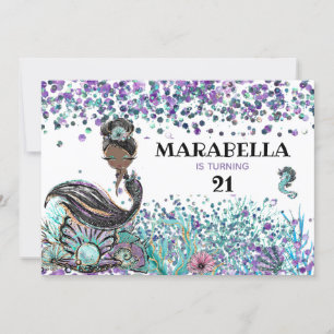 Convites *~* Sereia LUXE GLAM Sob o Partido Sea 21 Aniversá