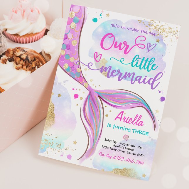 Convites Sereia Mágica Sob A Festa de aniversário Do Mar (Criador carregado)