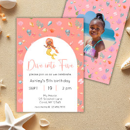 Convites Sereia Mergulha Em Cinco Fotos De Aniversário