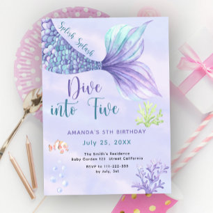 Convites Sereia Mergulhe nos Cinco 5º Festa de Aniversário