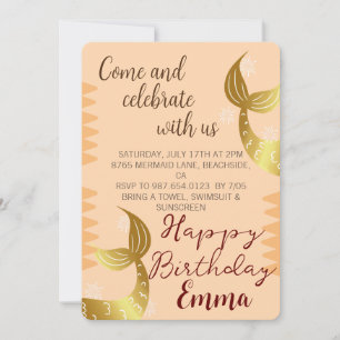 Convites Sereia ouro, Celebre Conosco, Sob O Mar