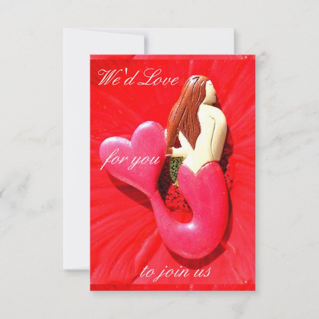 Convites sereia personalizada do redhead (Frente)