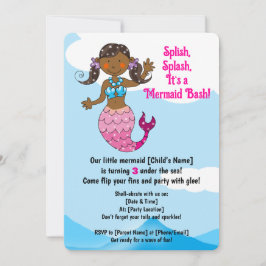 Convites Sereia personalizável Cabelo Design escuro