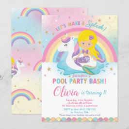 Convites Sereia, Piscina do Partido Birthday Blone