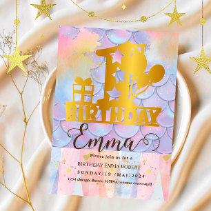 Convites Sereia, Piscina, Sereia Rosa, um aniversário