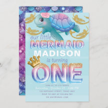 Sereia Primeiro Aniversário Cor-de-Rosa Azul Doura