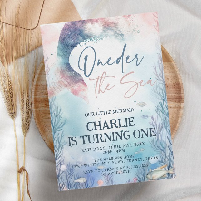 Convites Sereia primeiro aniversario na beira do primeiro a (Criador carregado)