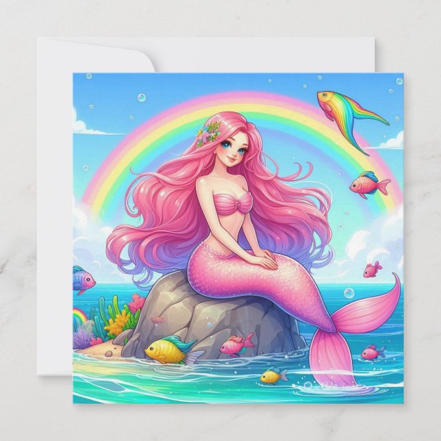Convites Sereia Rosa (Frente)