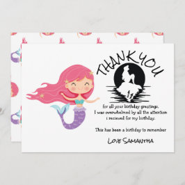 Convites Sereia Rosa Festa de aniversário Púrpura Obrigado