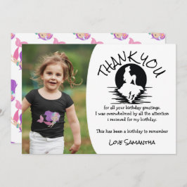 Convites Sereia Rosa Festa de aniversário Púrpura Obrigado