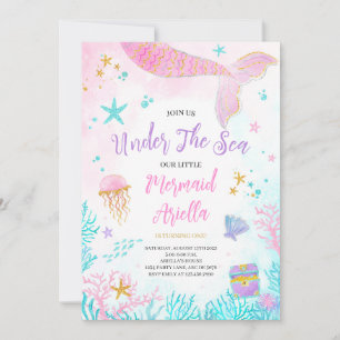 Convites Sereia Rosa Mágica - Aniversário