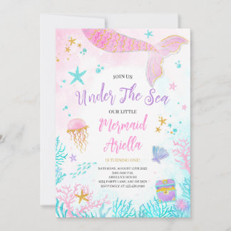 Convites Sereia Rosa Mágica - Aniversário