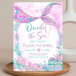 Convites Sereia roxa azul-turquesa comestível debaixo do ma