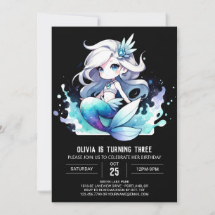 Convites Sereia Simples Whimsical Birthday