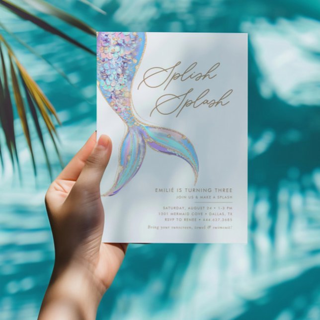Convites Sereia sob a Festa de aniversário azul de meninas  (Criador carregado)
