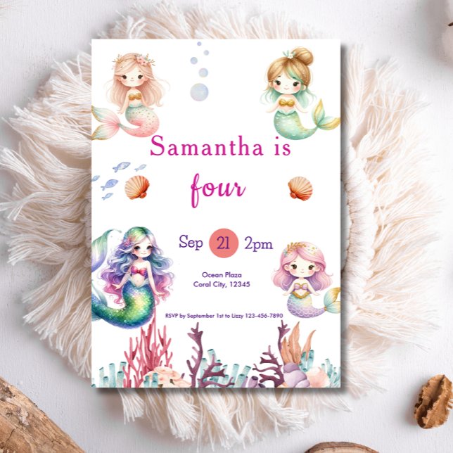 Convites Sereia Sob A Festa de aniversário Do Mar (Criador carregado)