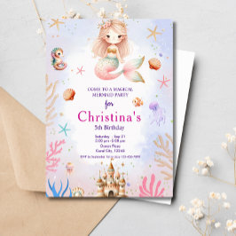 Convites Sereia Sob A Festa de aniversário Mágica Do Mar