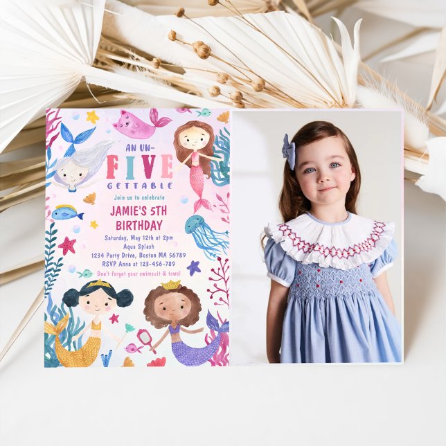 Convites Sereia Sob A Foto Da Festa de aniversário Do Mar (Criador carregado)