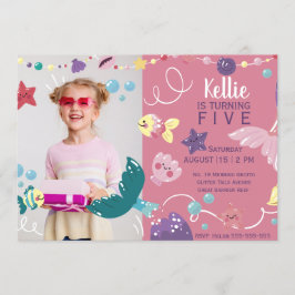 Convites Sereia Sob A Foto De Aniversário Das Raparigas Do 