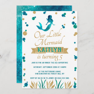 Convites Sereia Sob As Garotas Do Mar, Qualquer Idade, Aniv