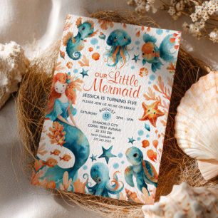 Convites Sereia Sob O Aniversário Da Garota Do Cartoon Do M