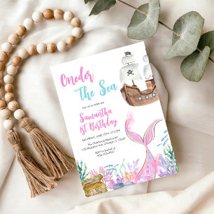 Convites Sereia Sob o Mar Splish Splash Aniversário