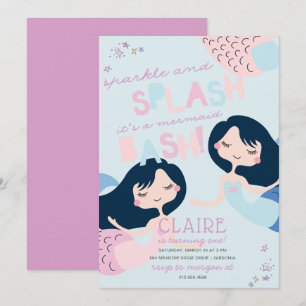 Convites Sereia Splash Bash Aniversário