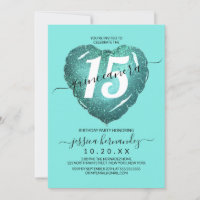 Sereia Teal Glitter Heart Balão Quinceañera