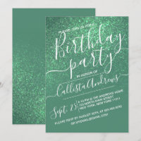 Sereia Teal Green Sparkly Ombre Aniversário