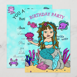 Convites Sereia triguenha sob a festa de aniversário do ma