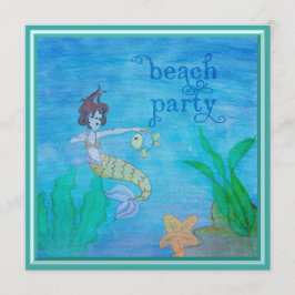 Convites Sereia tropical do partido da praia personalizada