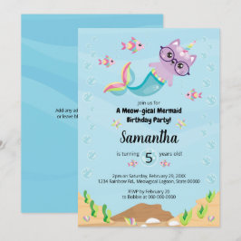 Convites Sereia Unicórnio Sob Festa de aniversário Marítima