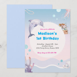 Convites Sereia Veleja Sob O Mar Rosa Dourado Aniversário