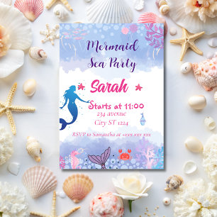 Convites Sereia Whimsical sob o mar