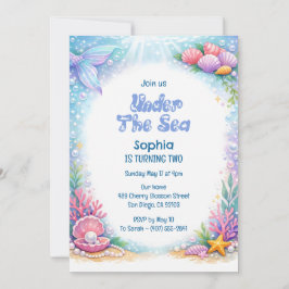Convites Sereias do Oceano Garotas Sob o Mar Segundo Aniver