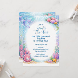 Convites Sereias do Oceano Meninas Debaixo do Mar 4º Aniver