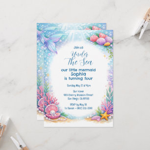 Convites Sereias do Oceano Meninas Debaixo do Mar 4º Aniver
