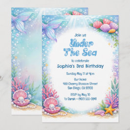 Convites Sereias do Oceano Meninas Sob o Mar Terceiro Anive
