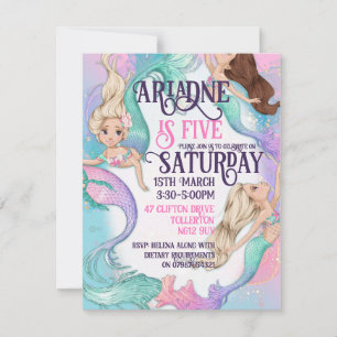 Convites Sereias Pequenas e Lindas