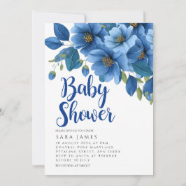 Convites Serene Azure Bloom Baby Shower Invitation