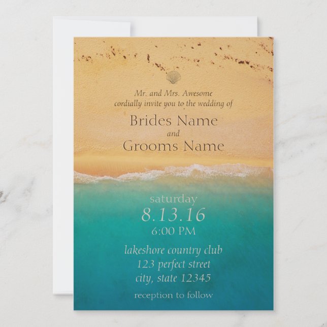Convites Serene Beach e Blue Ocean Invitation (Frente)