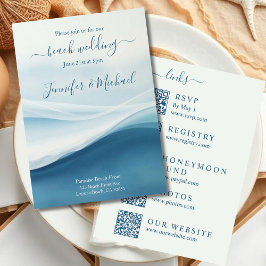 Convites Serene Blue Beach Wedding-All In One