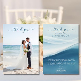 Convites Serene Blue Beach Wedding Thank you 