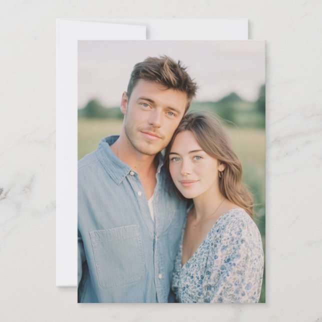 Convites Serene Blue Floral Photo (Frente)