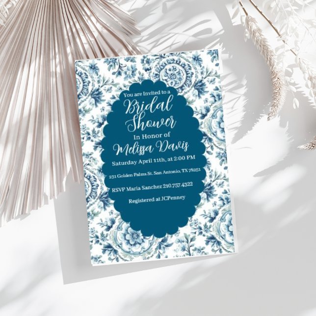 Convites Serene Chinoiserie Bridal Shower Invitation (Personalize this beautiful serene Chinoiserie Bridal Shower Invitation.)